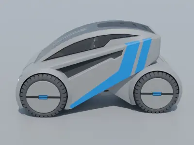 Sci-fi car Low-poly 3D model