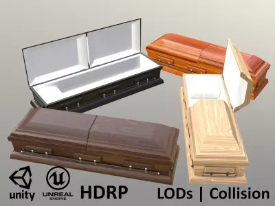 Wooden Caskets - 4 versions  3D Model Collection