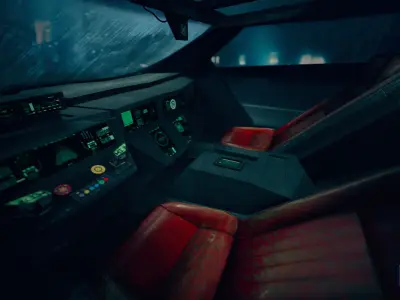 Retro Futuristic Cyberpunk Car Low-poly 3D model