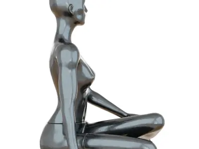 Female Black Mannequin Sitting On The Floor 3D model