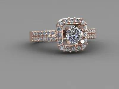 Rose Gold Women Diamond Ring 3D print model 3D print model 10