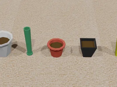Low-Poly Plant Pots Vol 1 Free low-poly 3D model
