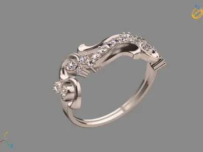 Womens Diamond Signet Ring Women Rings 3dmodels 3D print model 3D print model 30