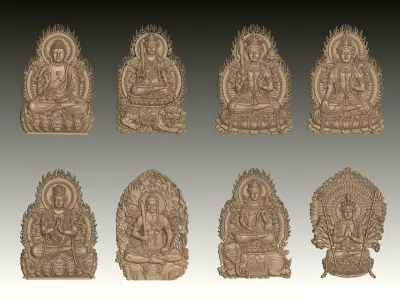 Bas-relief of Eight Buddhas 3D print model