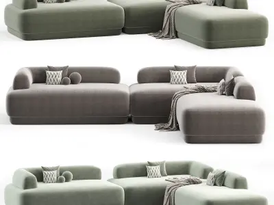 bumper sectional sofa Low-poly 3D model