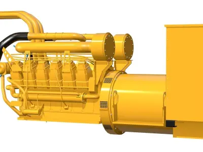 Yellow Industrial Generator Model 3D model