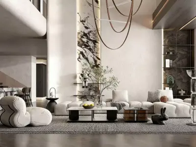 Modern Minimalist Living Room 3D model