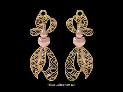 Fusion Gold Earrings EAD Collection 3D Model Pack