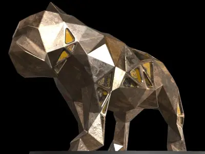 Steampunk Bulldog Low-poly 3D model