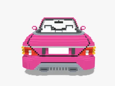 Voxel Convertible Car Barbie Style Low-poly 3D model