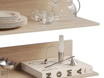 Kitchenware Decor Set On Shelves 3D model