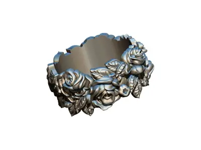 HighDetailed unique flower Rose ring 3D print model
