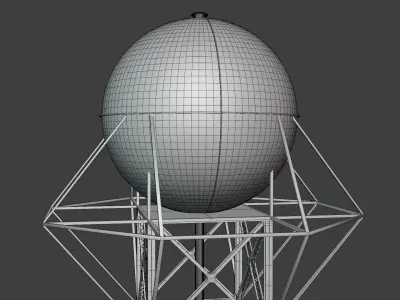 Water tower with graffiti 3D model