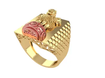 India Ashoka Gents Ring 3D print model