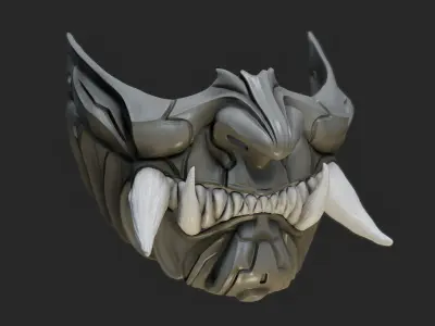 Oni Mask 16 Demon Half Face 3D print model 3D print model