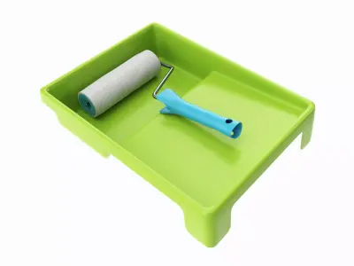 Paint roller with tray 02 3D model