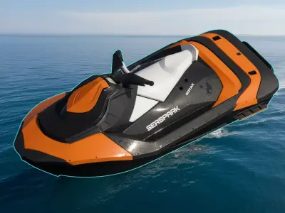 Sea-Doo Spark Personal Watercraft Orange Black 3D model 3D model