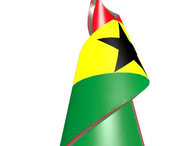 Ghana Flag on a spiral helix structure 3D model