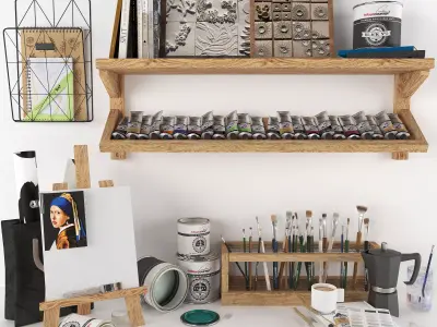 painting set - art workplace 3D model