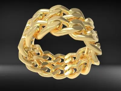 Double Cuban Link Chain Ring Stackable Ring Jewelry 3D print model