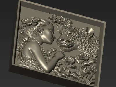 Leopard Head and A Girl A31 3D print model