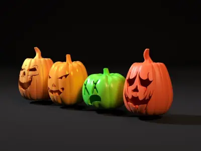 Set of scary pumpkins 3D print model