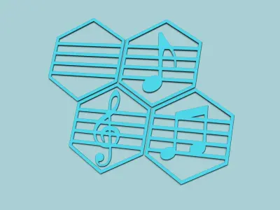 Hexagonal Wall Panel A14 Music - Interior Design Decoration 3D print model