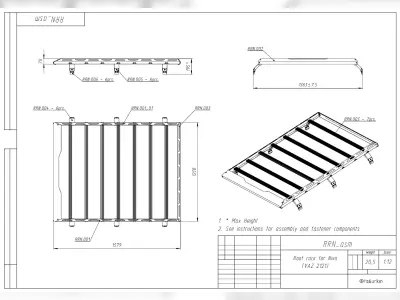 Niva Roof Rack VAZ 2121 Plans Drawings DXF PDF STP 3D model