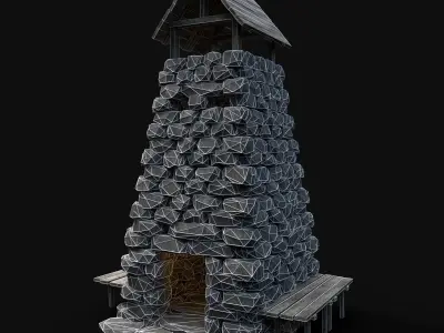 BLACKSMITH STOVE ROCK FORGE SMITHY SMITH FURNANCE MEDIEVAL STONE Low-poly 3D model
