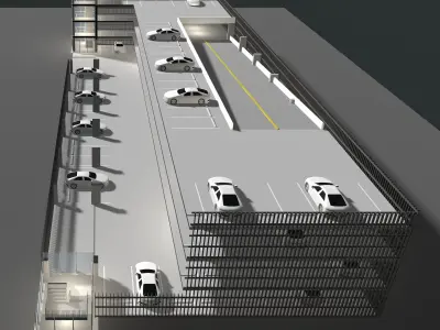 Parking garage building in cutaway section 25-29 3D model