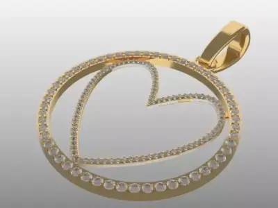HEART SHAPED PENDANT WITH STONES - MODEL FOR PRODUCTION  3D print model