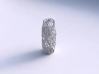 Vase twisted arc hexagon with faceted organic lattice 3D print model