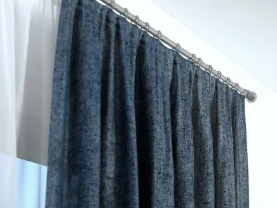 RH Belgian drapery indigo 3D model