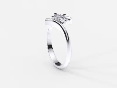 ZDR0217 solitaire engagement ring gold 3D print model
