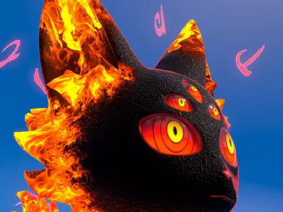 Volcano Cat Low-poly 3D model