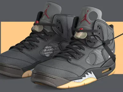 Off White Nike Jordan 5 3D model