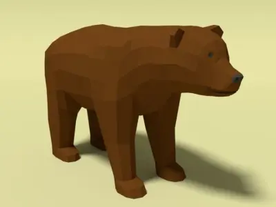 Low Poly Cartoon Bear Low-poly 3D model
