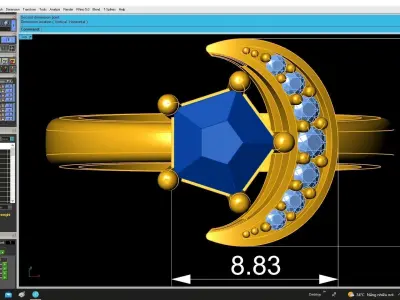 Luxury Crescent Moon Gemstone Ring 3D Model 4890 3D print model