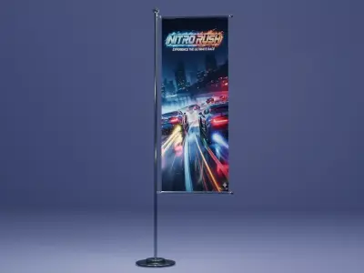 3D Banner Stand Low-poly 3D model