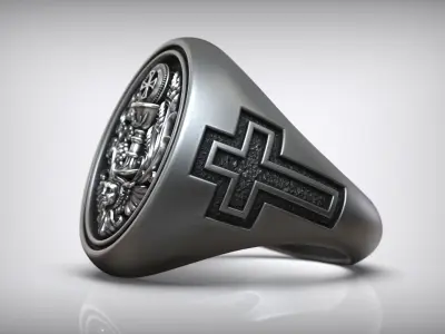 Holy Communion Eucharist Chalice Cross Ring  3D print model