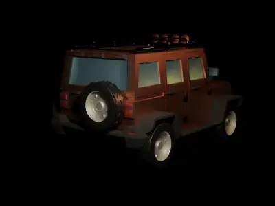 Jeep cartoon style Low-poly 3D model