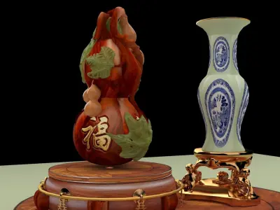 Chinese  gourd with vase  3D model