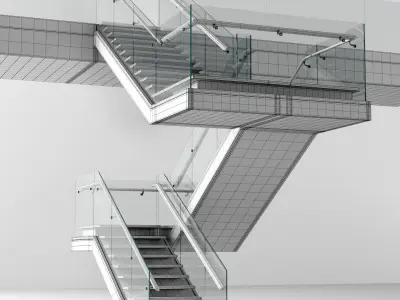 Modern wooden stairs 3D model