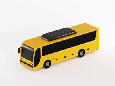 Cartoon Bus  Low-poly 3D model