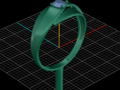 Gold ring with a single diamond 3D print model