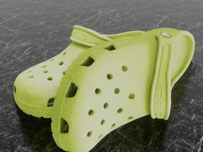 CROCS 3D FLIP-FLOP - YELLOW - SLIPPERS Low-poly 3D model