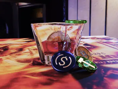 3D model of three cryptocurrency coins Free 3D model