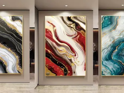  Luxury Abstract Wall Art  3D Framed Set 3 Panels Low-poly 3D model