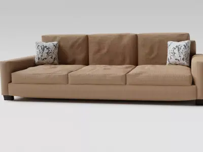 Sofa Couch With White Small Pillows - Sofa Model For Living Room 3D model