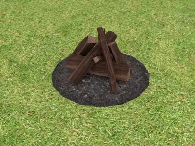Campfire how to build fire pit Free low-poly 3D model